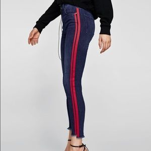 Zara Jeans w/ Red Stripes